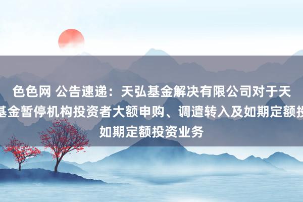 色色网 公告速递：天弘基金解决有限公司对于天弘信益基金暂停机构投资者大额申购、调遣转入及如期定额投资业务